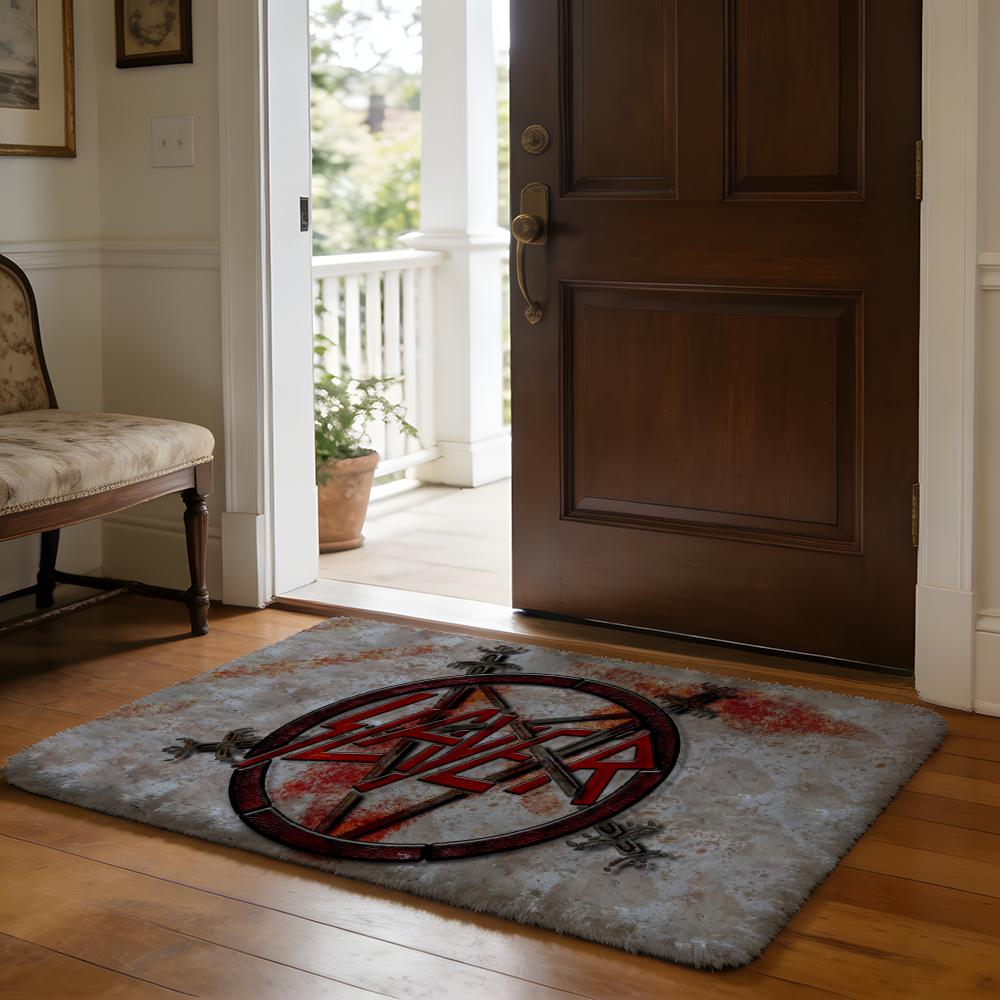 Rock Band SSlayer Floor Mat Soft Flannel Absorbent Mat Non-Slip Rug Home Bedroom Bathroom