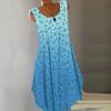 Women's Casual Loose Round Neck Floral Gradient Sleeveless Vest Dress