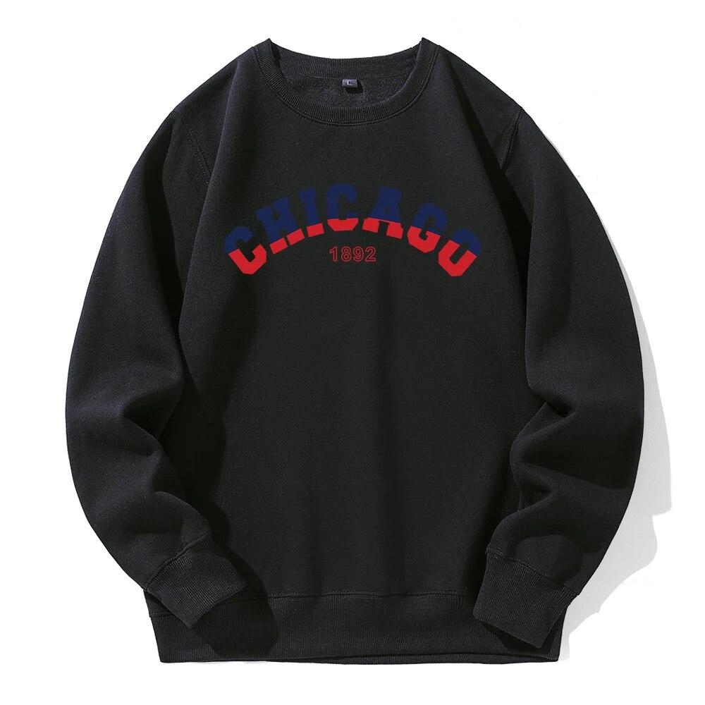 Chicago 1892 Red Blue Contrasting Design Unisex Sweatshirt Novelty Fashion Hooded O-Neck Casual Clothing Customize Loose Hoodies