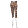 Women European Style High Elastic Printed Five Points Slim Sports Yoga Pants