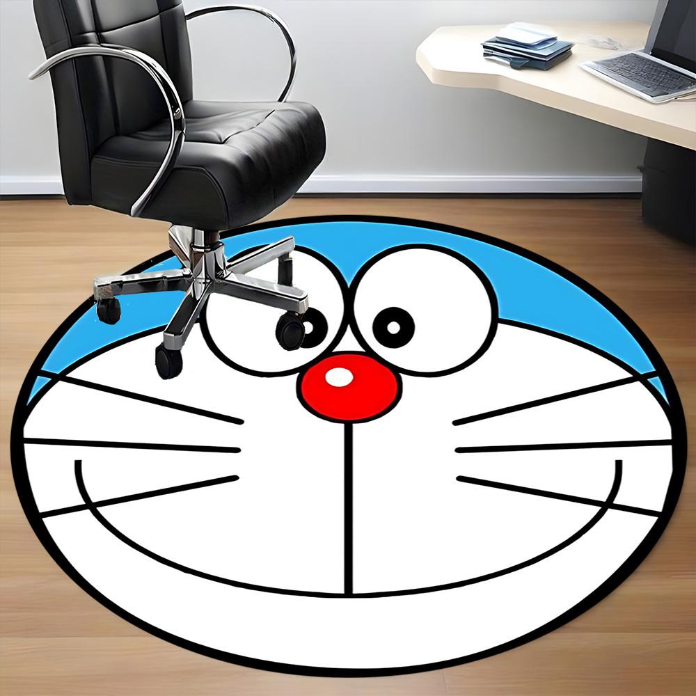 1pc Doraemon Robot Office Round Area Rug, Indoor Mat Suitable For Office, Bedroom Living Room Home Decor, Room Deco, Offic a0928181