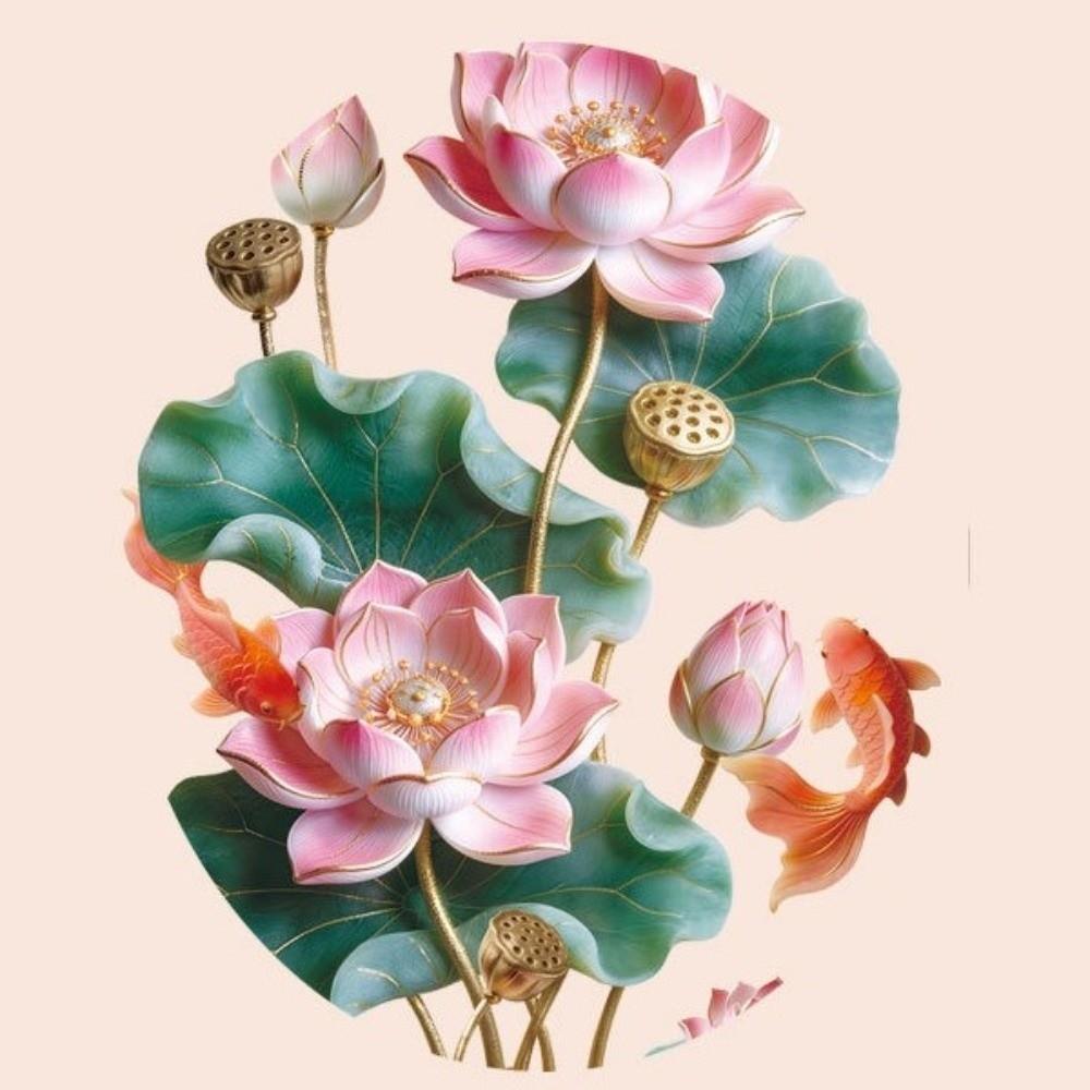 Anti Static Flower Koi Sticker PVC Semi Transparent Golden Lotus Wall Sticker Waterproof 3D Effect Window Decoration Sticker
