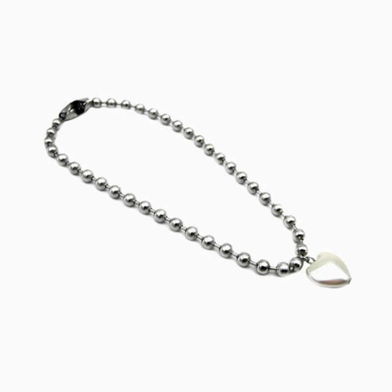 

LOVE ME MONSTER [Surgical] Heart Pearl & Ball Chain Anklet M_22cm