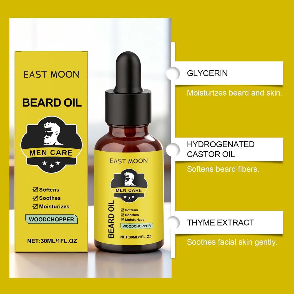 30ml Men's Beard Oil – Softens and Conditions Beard Hair, Nourishes the Skin Underneath, and Smoothes Frizz. A Refreshing, Non-greasy Formula.