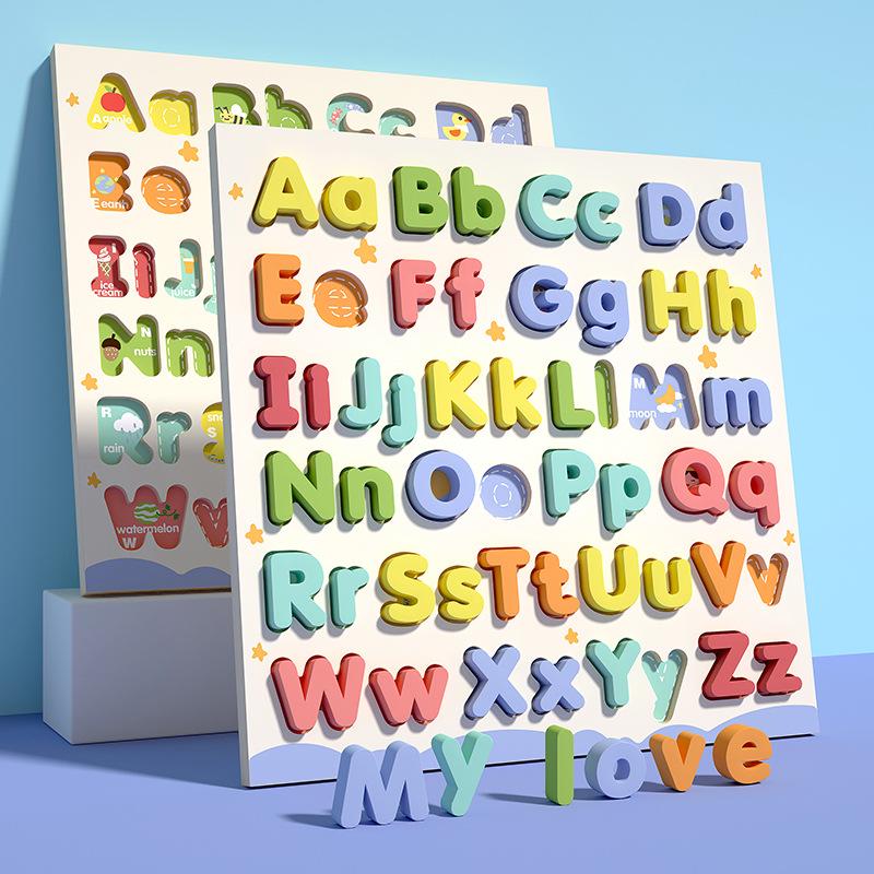 Holz 3D Alphabet Puzzle zum frühen Lernen: Groß- & Kleinbuchstaben für Kinder