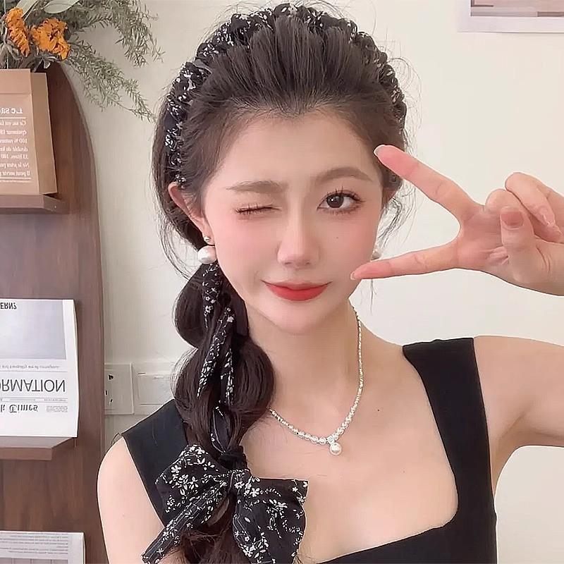 

Елегантні квіткові хвилясті пов язки для волосся для жінок, пов язка для волосся з інтегрованою стрічкою, нековзні пов язки на голову в горошок, туристичний обруч для волосся