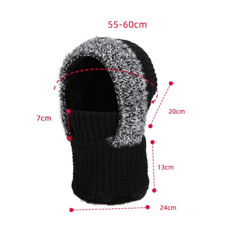 Knitted Mask Scarf All-In-One Hat Winter Velvet Thick Cap Women's Warm Ear Protection Cap
