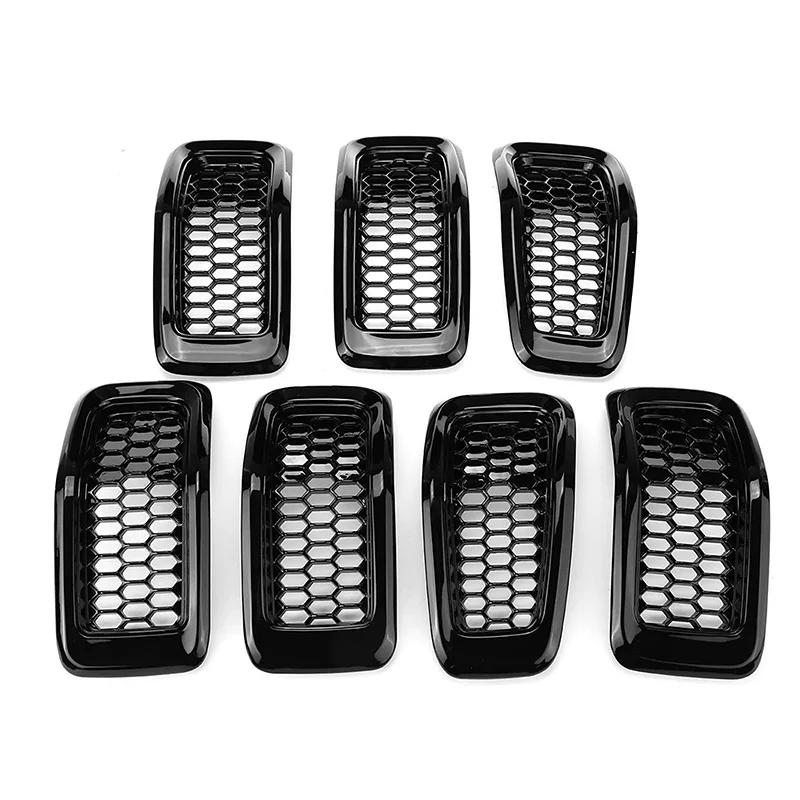 

Комплект автомобильных передних бамперов, центральных решеток, накладок, подходящих для JEEP Cherokee 2014-2018, автомобильные аксессуары, гоночные решетки в форме сот, накладки