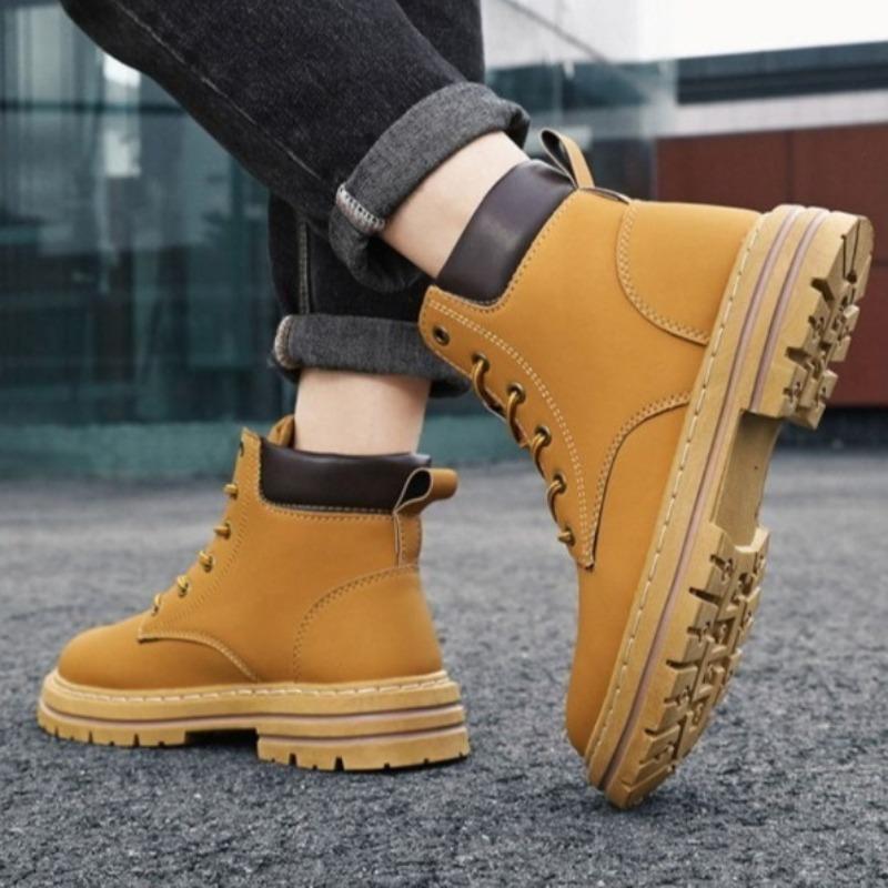 Modne Wysokiej Jakości Retro w Brytyjskim Stylu Męskie Buty Antypoślizgowe Wytrzymałe, Modne Dodające Wzrostu Gruba Podeszwa Buty Robocze Botas