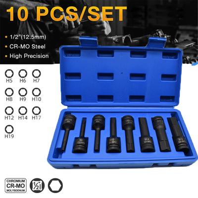 8/10 jeux de manchons hexagonaux dans le manchon hexagonal pour pistolets à vent 1/2/plaies épineuses/charnières courbées Clé manuelle/clé électrique