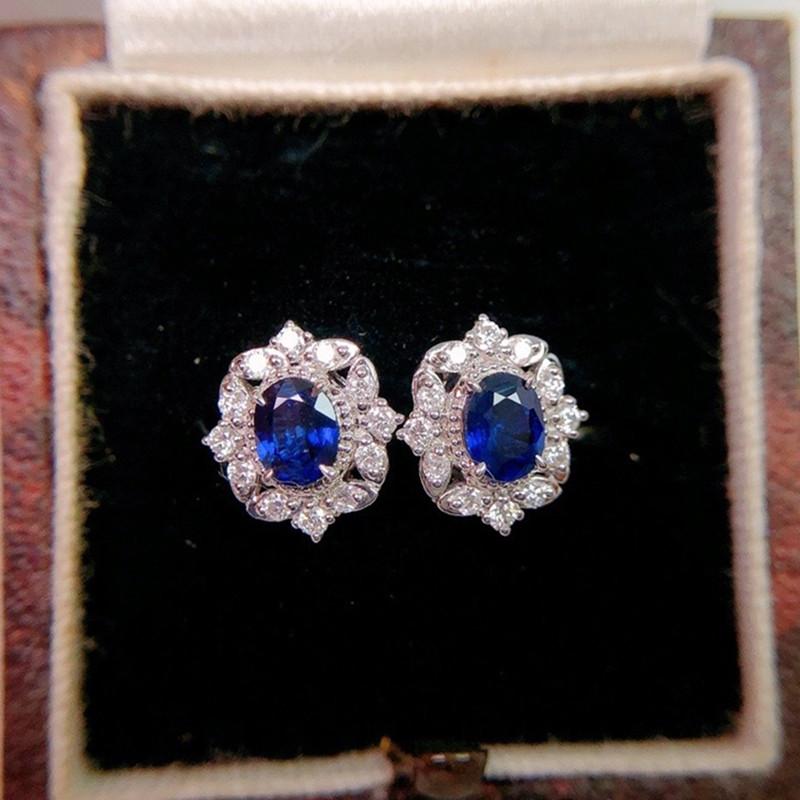 

Huitan Noble Blue Cubic Zirconia Stud Earrings Women Wedding Engagement Luxury Bridal Ear Accessories Fashion Zircon Wholesale