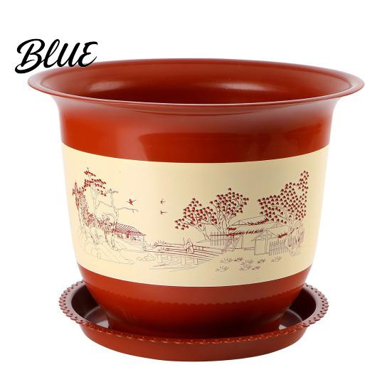 Weather Resistant Planter for Fruit Trees Plastic Flower Pot Large Plants with Drainage Holes & Saucer Tray Flowerpot Outdoor Breathable Nursery