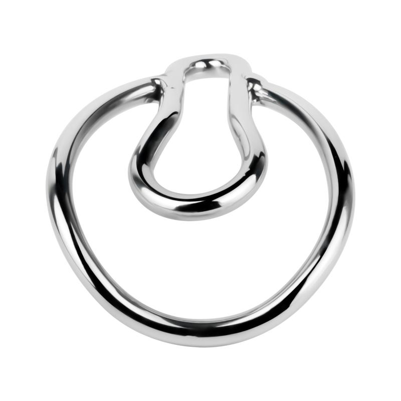 LEZEE Metal Penis Ring Fake Girl Chastity Clip Lock Testicles Gender-bending Clips Sissy Cockring Curve Rings Sex Toys For Men