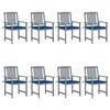 Day and Night - Day and Night Garden Chairs with Cushions 8 Pcs Solid Gray Acacia Wood