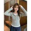 La Chapelle Women's Faux Two-Piece Button-Accented Long Sleeve T-Shirt