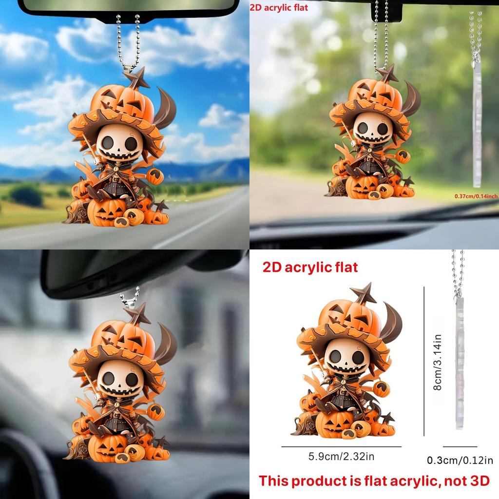 Skull Cartoon Cute Pumpkin Pattern Acrylic Pendant For Halloween Decoration