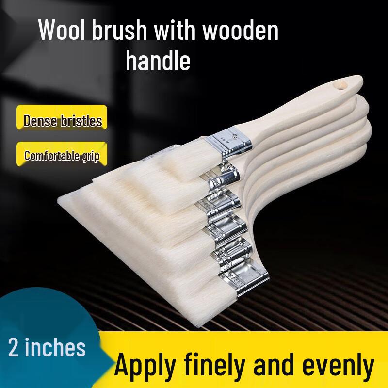 2-inch Soft Wool Paint Brushes with Wood Handle, 5-pack