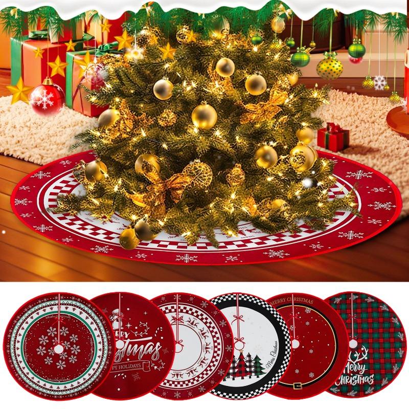 Christmas Tree Skirt Cartoon Crystal Velvet Xmas Rug Crafts Tree Surround Base Skirt Home Party Atmosphere DIY Scene Layout Prop