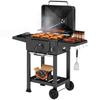 Holzkohlegrill BBQ Smoker mit Deckelthermometer Höhenverstellbare Kohleschale Grillrost Seitentisch Ascheschale