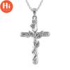 Hi Rose Flower Cross Pendant Chain Necklace Jewelry Gift for Women Jewelry Gift
