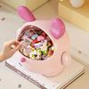 Cute Bunny-Shaped Cosmetic Organizer Box - Multi-Functional Makeup Display Case with Jewelry and Lipstick Storage
