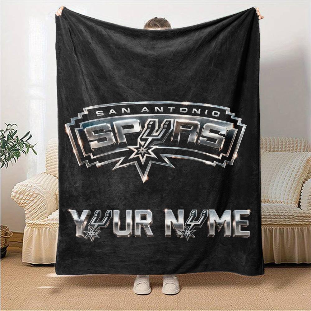 Name Custom San Antonio Spurs Logo Print Flannel Blanket High Quality Warm Comfortable Cover for All Seasons Perfect for Gifts Home Decor