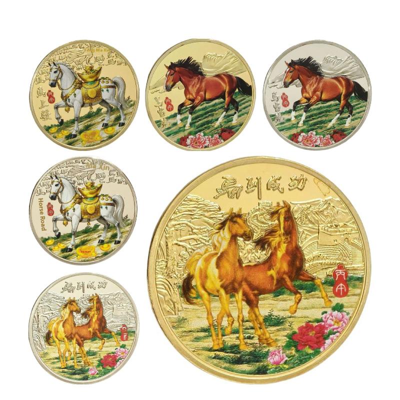 2026 Hästens År Minnesmynt Zodiakhäst Guld- och Silvermynt 2026 Års Souvenir 40 mm Lyckobringande Djur Häst