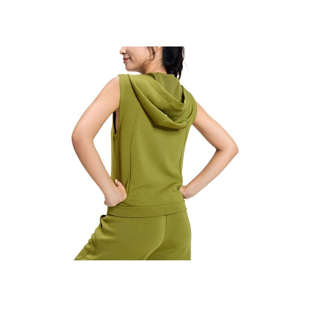 SAUCONY Solid Color Hooded Sleeveless Vest Women Vest Avocado-Green SC1230016DY-GE68
