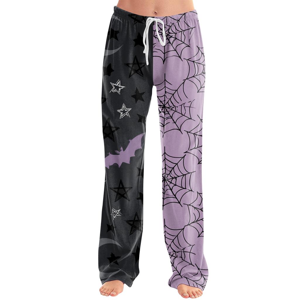 Women's Loose Fit Casual Lounge Pants Halloween Pattern Elastic Waistband Comfortable Fit Relaxed Style Full Length Bottoms