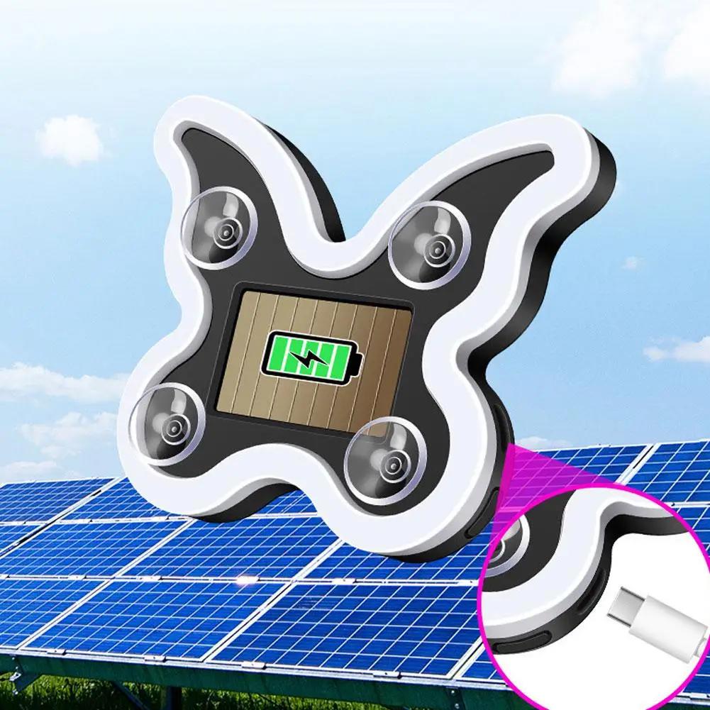 Car Window Wireless LED Ambient Light 5V USB & Solar Powered Butterfly Shaped Neon Lamp for Night Driving Interior Decor Accessories Romantic Gift