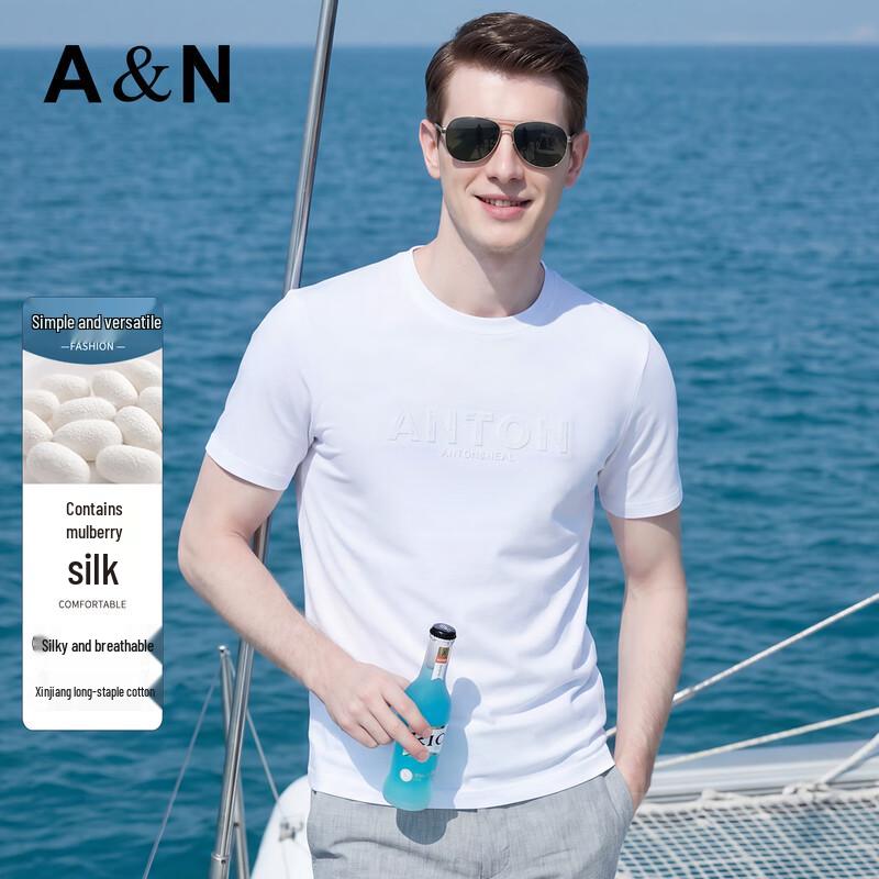 

Men s Silk & Cotton Blend Round Neck T-Shirt 56