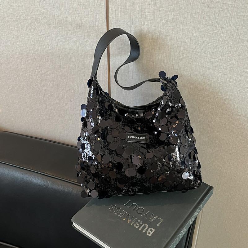 Sparkling Sequin Tote Bag For Women With Zipper Closure And Inner Phone Pocket For Casual Day Use
