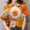 3D Printed Women's Flower T-shirt Casual Short Sleeve Large T-shirt