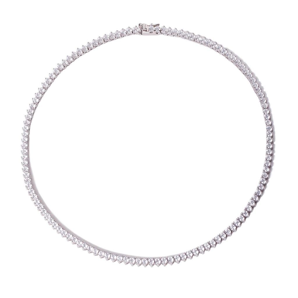 Mezmic Triple Pave Tennis 925 Silver Necklace