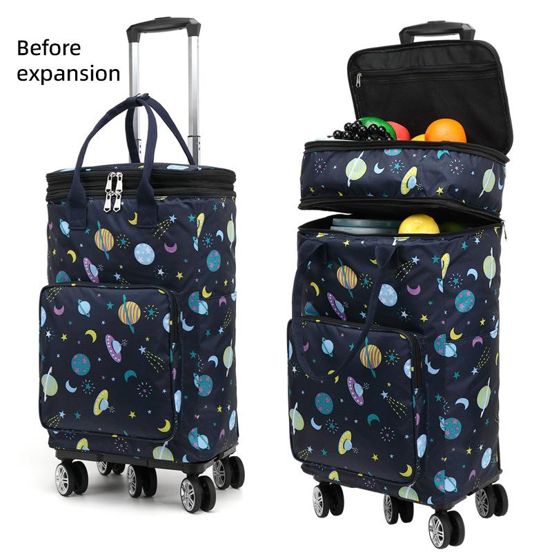 Telescopic Trolley Bag Supermarket Shopping Bag Folding Portable Lightweight Universal Wheel Travel Bag