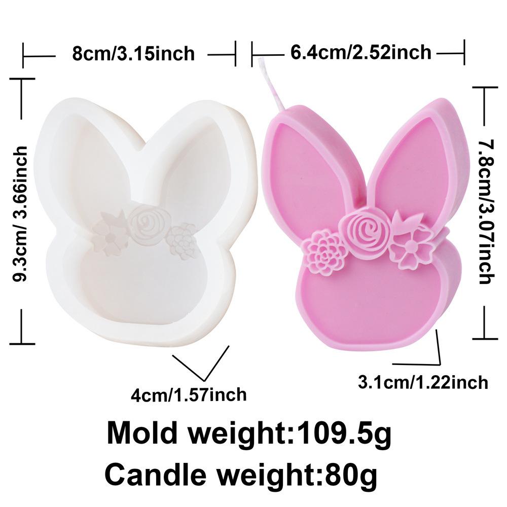 Easter Flat Relief Flower Rabbit Candle Silicone Mold DIY Bunny Soap Crystal Making Tool Animal Ice Tray Craft Home Decor