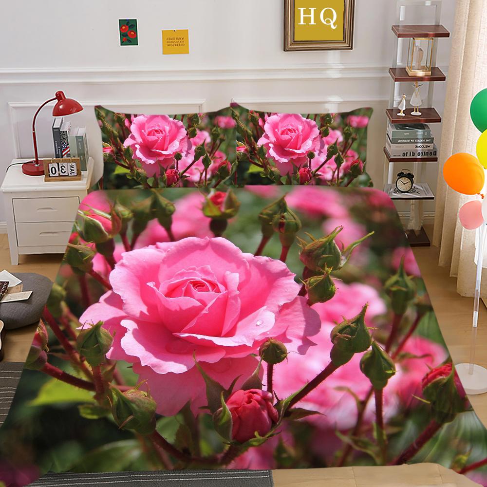 3D Flowers Printing Bedding Cover King Size Polyester Bedspreads Design High Quality Home Bedclothes