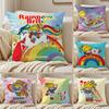 R-Rainbows Girl B-Brite  Cushion Cover Silky Short Plush Sofa Pillow Cover Hidden Zipper Soft Dustproof Case for Home Decor