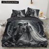 Set Piumone Matrimoniale Teschio Cartone Animato Set Biancheria da Letto Matrimoniale Queen King Singolo Piazza e Mezza Copripiumino Set Bambini Ragazze Bianco Biancheria da Letto
