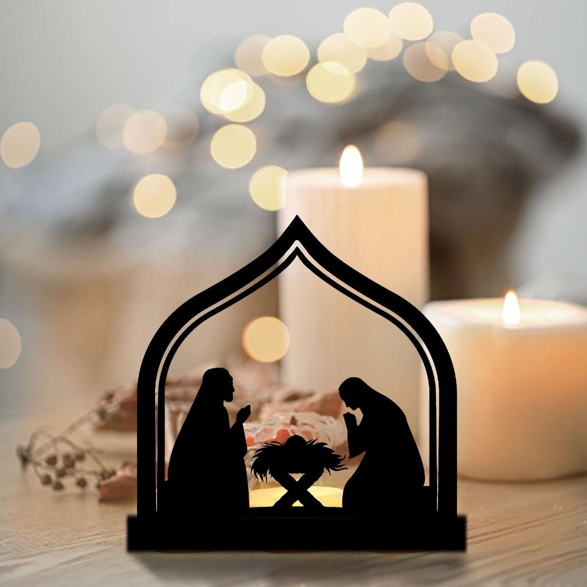 

Forged Iron Christmas Candle Holder Table Decoration