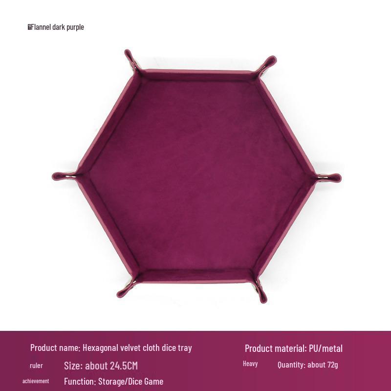 Hexagonal Velvet Foldable Dice Storage Tray