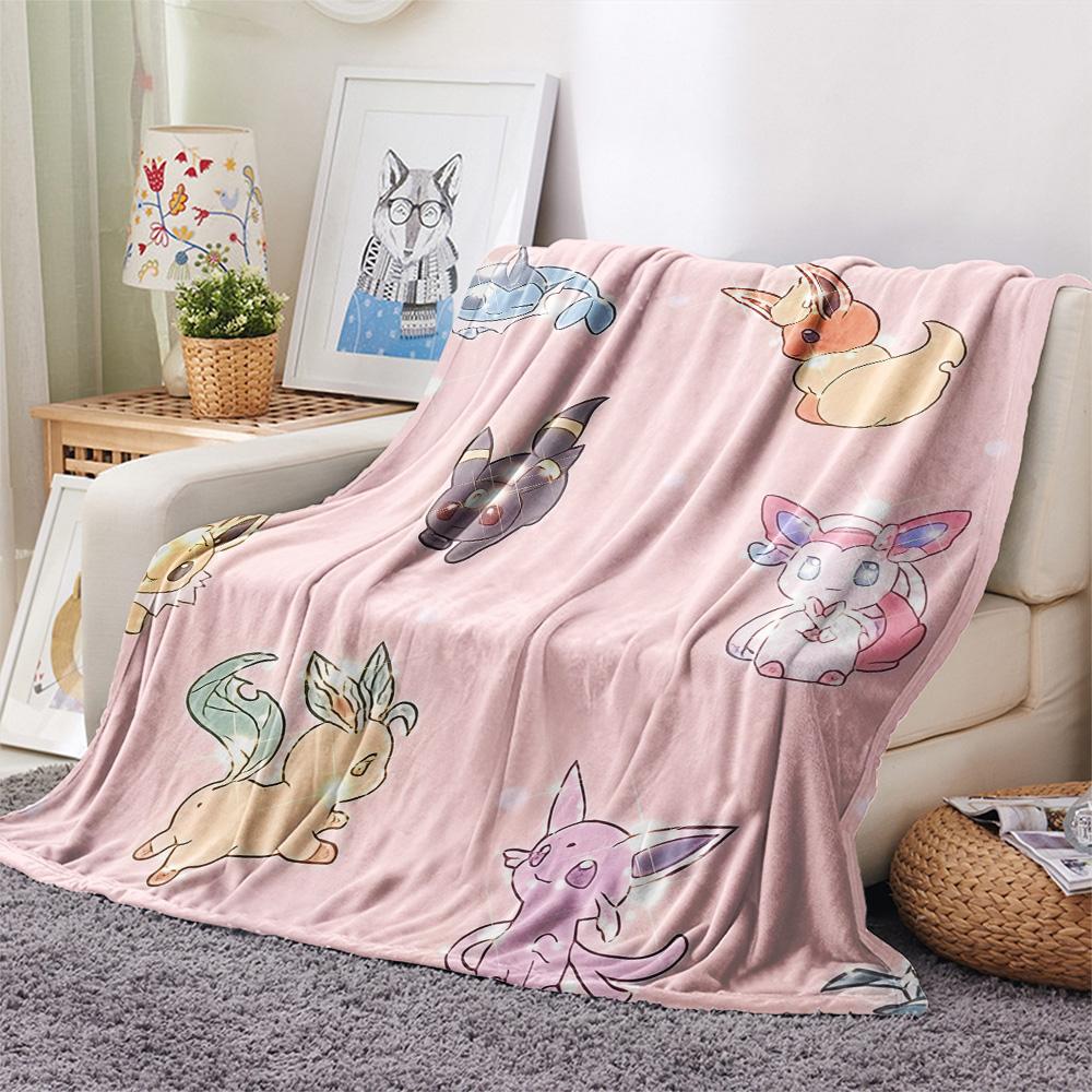 Pokémon Combination Print Flannel Blanket, High Quality Comfortable for All Seasons, Home Decor, Warmth and Comfort