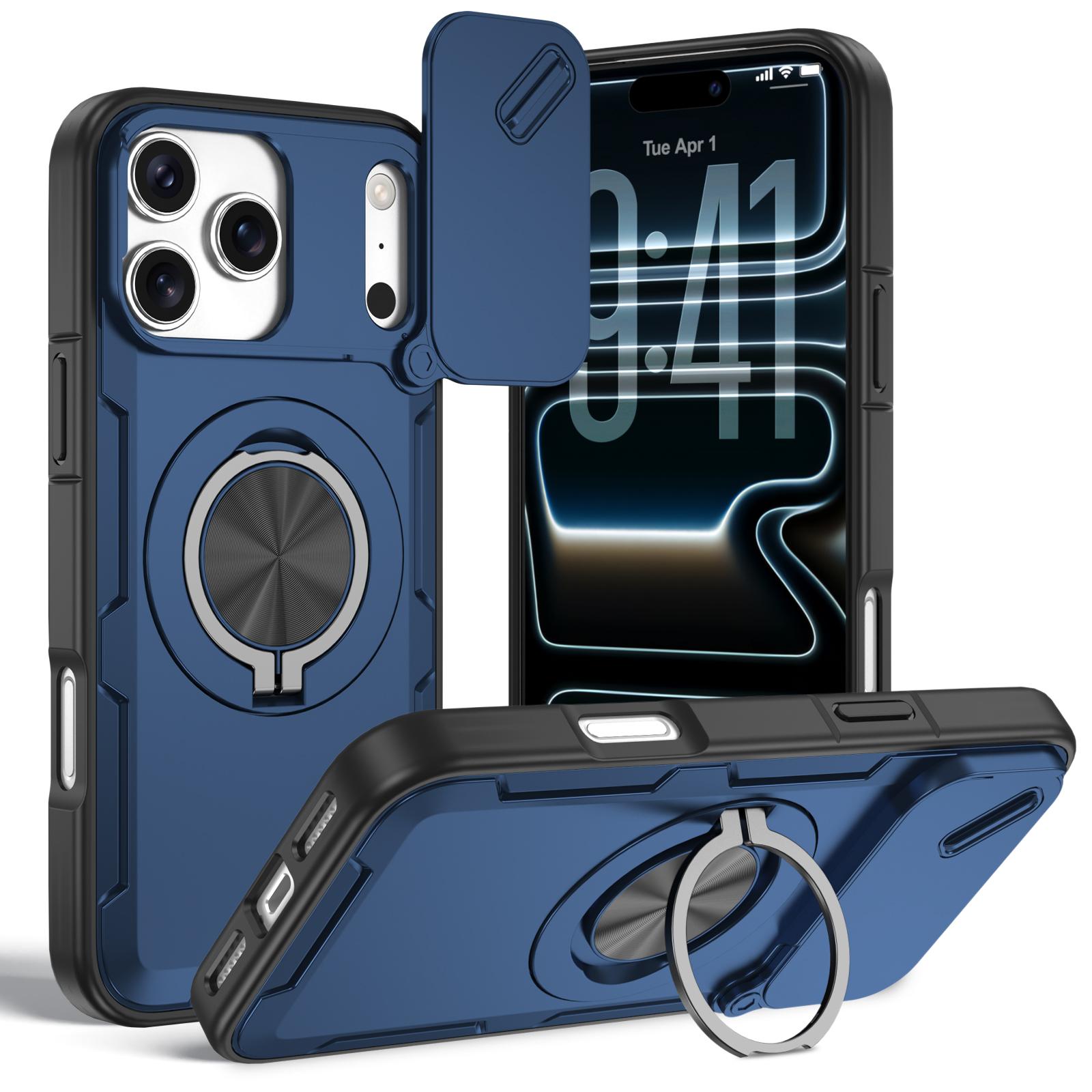 

Case for IPhone 12 13 14 15 16 Plus 17 Pro Max N52 Strong Magnetic Wireless Charging Metal Stand Sliding Protection Camera Cover Case & Holder&iPhone17 Pro Max синий