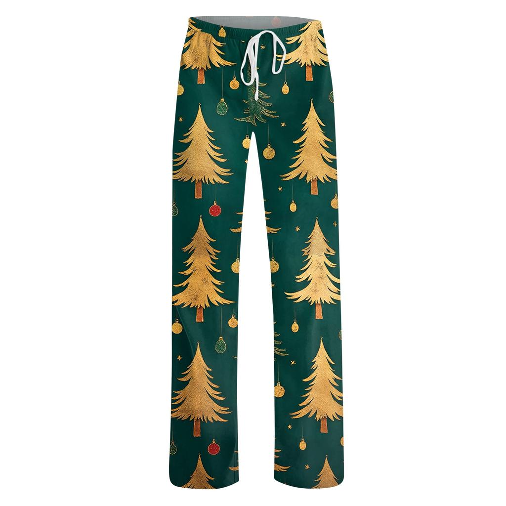 Womens Pajama Pants Sleepwear Casual Drawstring Elastic Waist Pants Comfy Straight Yoga Loose Trousers