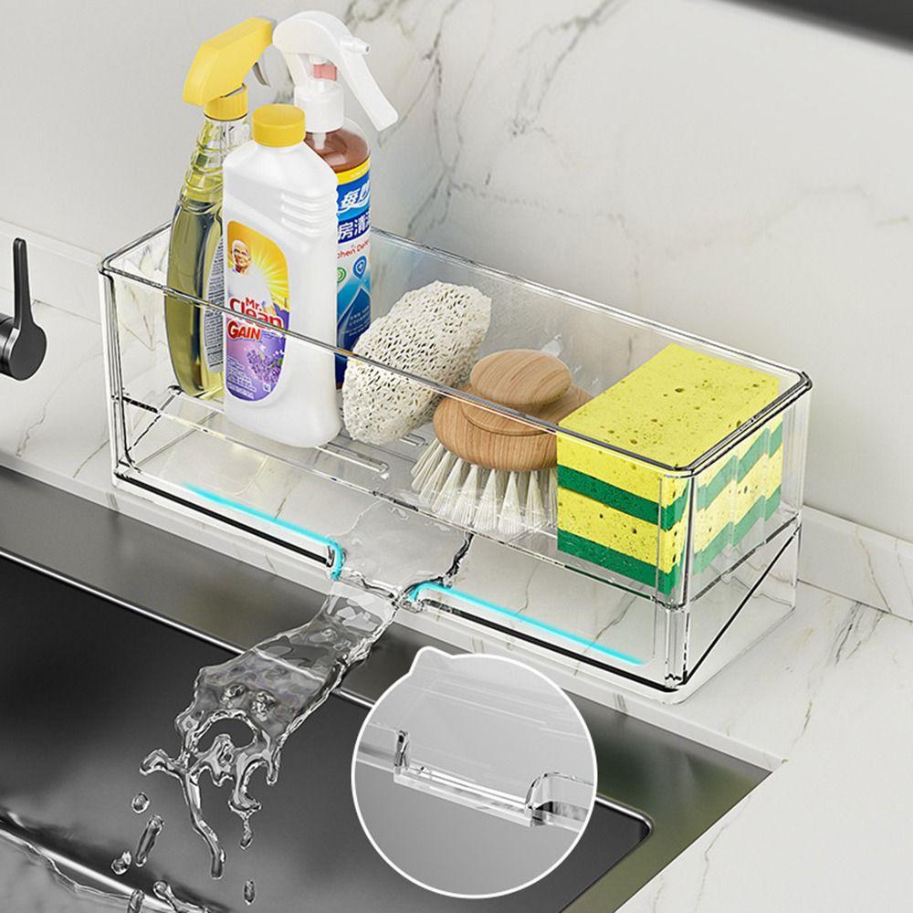 Detachable Partition Self-Draining Kitchen Sink Organizer Quick Dry Shower Storage Holder  Shampoo