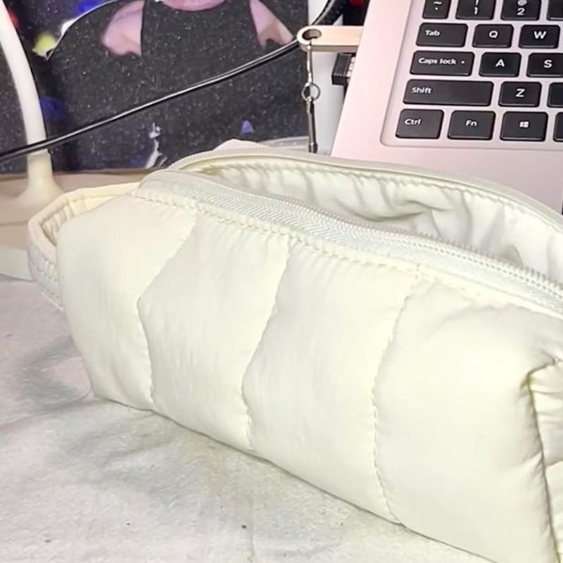 Cream Pencil Case Ins Solid Color Simple High Beauty Girl Heart Large Capacity Student Stationery Storage