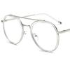 Fashion Optical Glasses Pilot Eyeglasses Oversize Frame Spectacles Personality Double Googles Alloy Eyewaear Women Ornamental