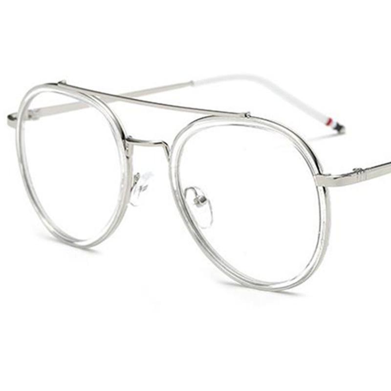 Fashion Optical Glasses Pilot Eyeglasses Oversize Frame Spectacles Personality Double Googles Alloy Eyewaear Women Ornamental
