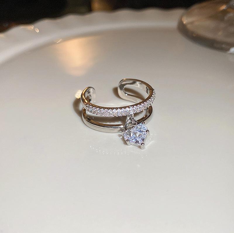 18K Gold Plated Pearl & Diamond Open Ring: High-End Fashion Jewelry for Women