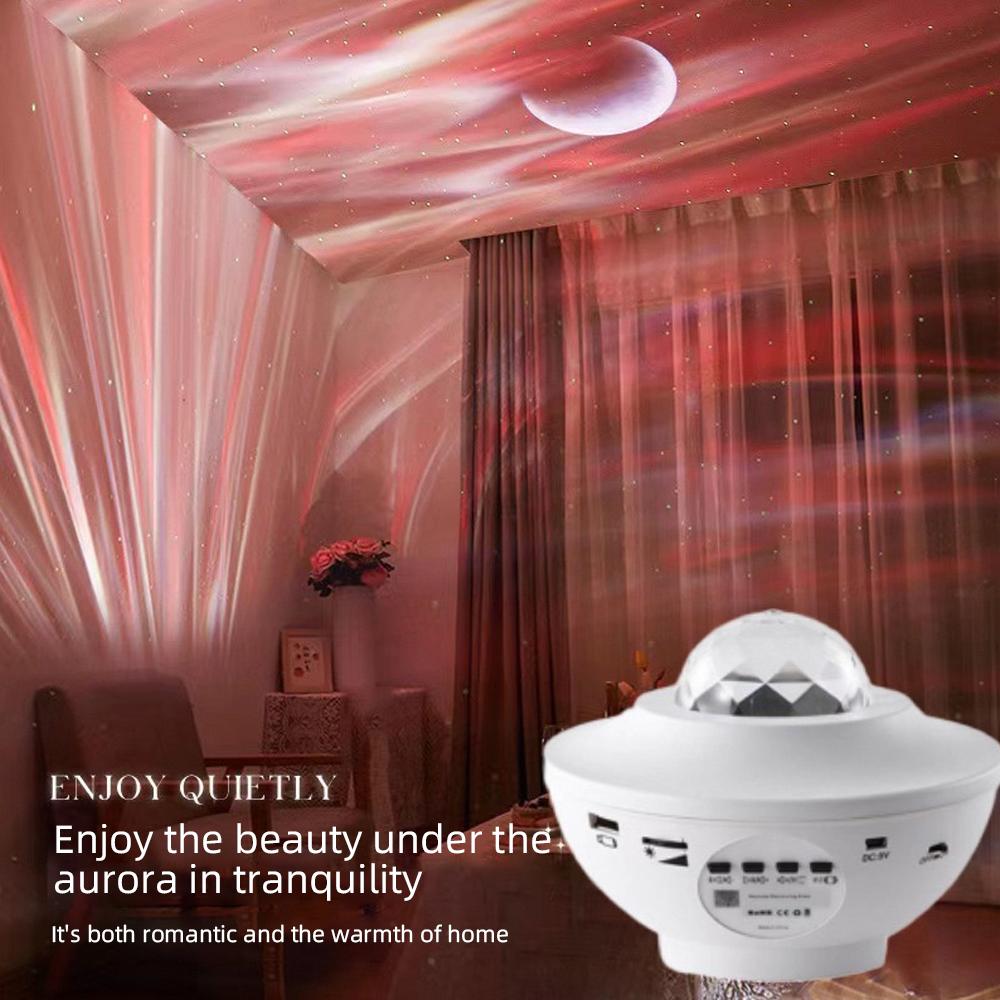 USB Star Projection Light Bluetooth Music Ambient Light Full Color Water Pattern LED Night Light